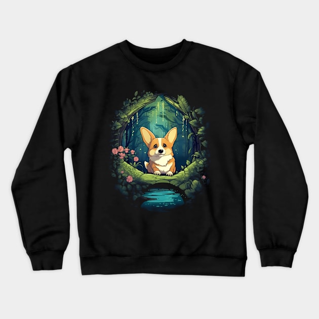 Corgi In The Forest Crewneck Sweatshirt by Brilliant Tee Shop